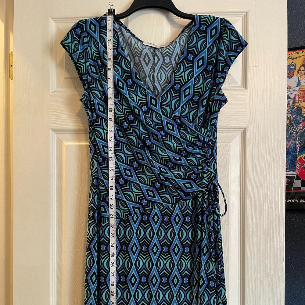 Geometric Print Mock-Wrap Dress